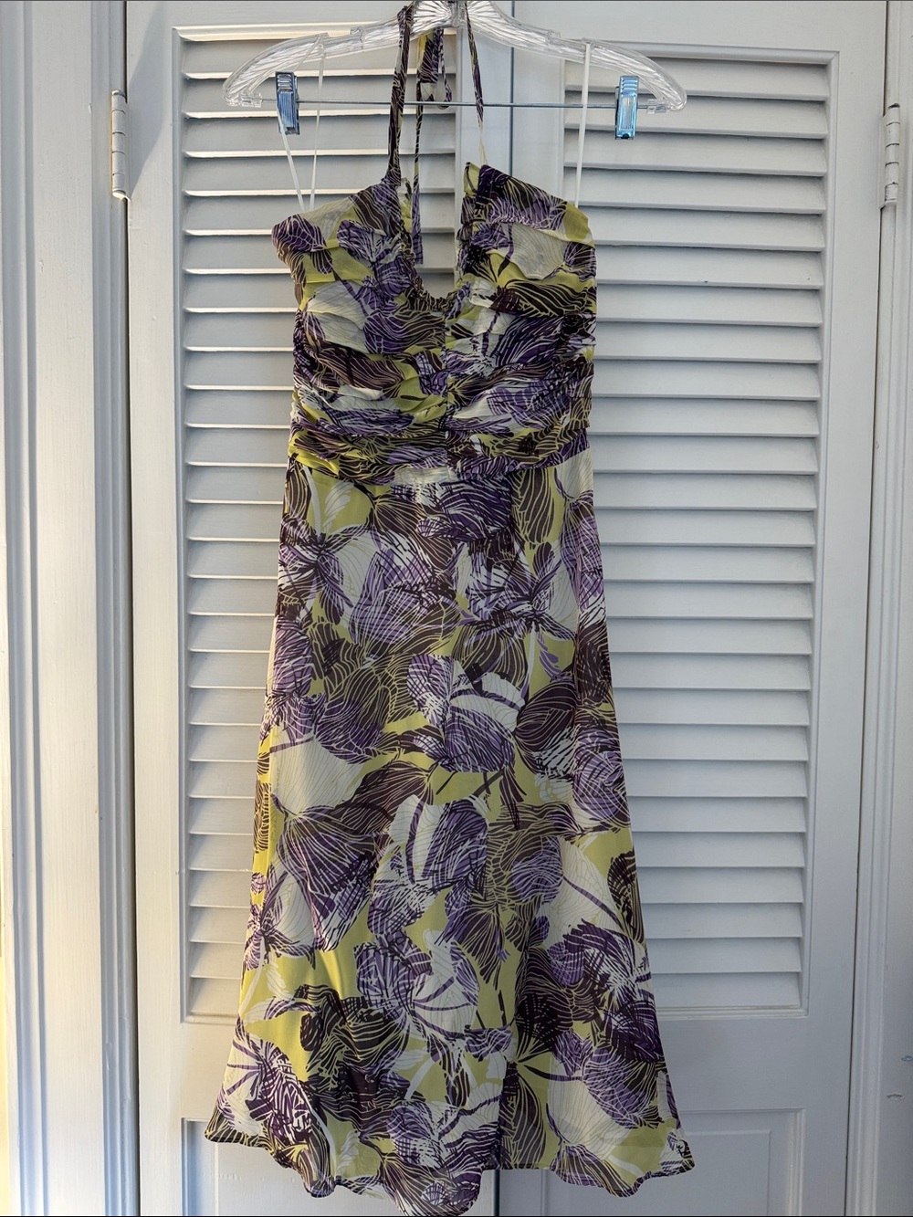 ANTHROPOLOGIE Lithe Tea for Two Floral Ruffle Halter Midi Dress Multicolor SZ 4